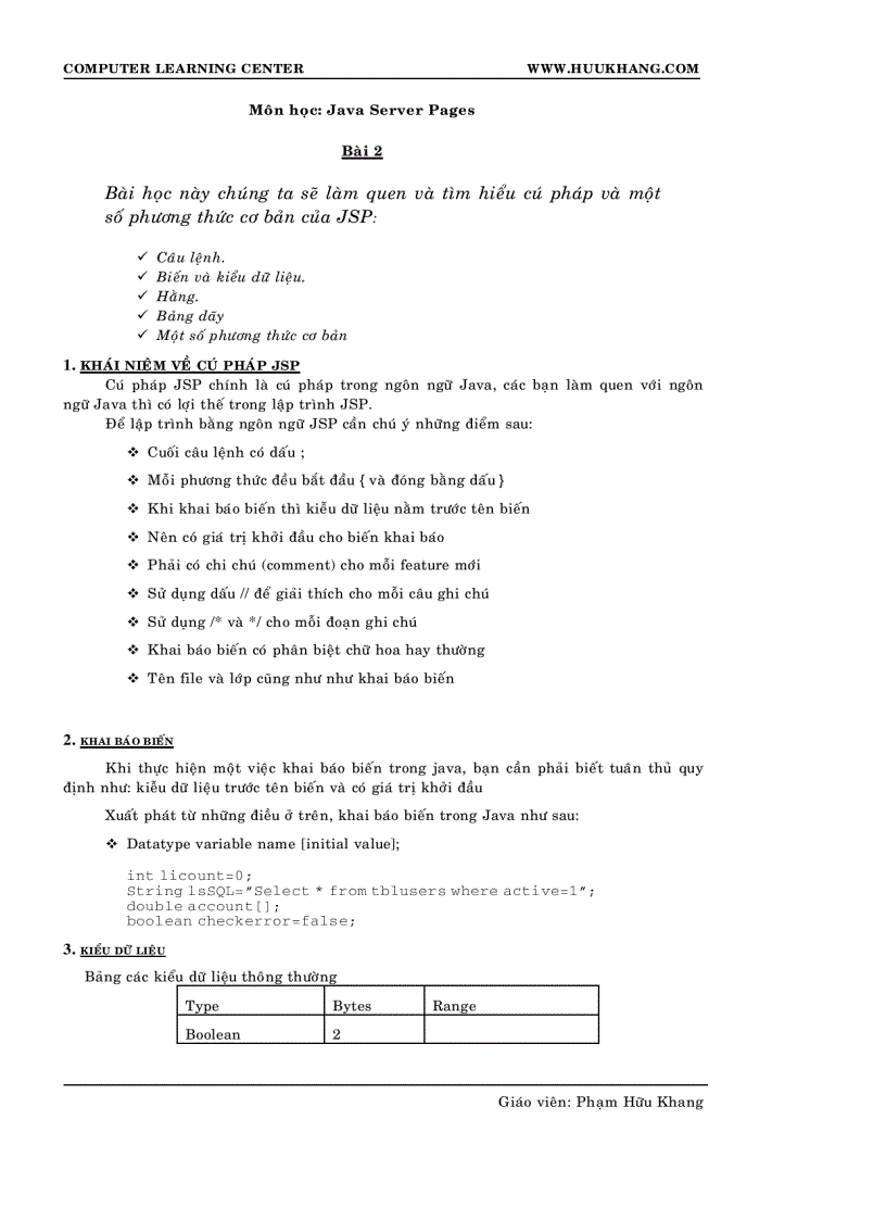 image for page Lập trình web JSP