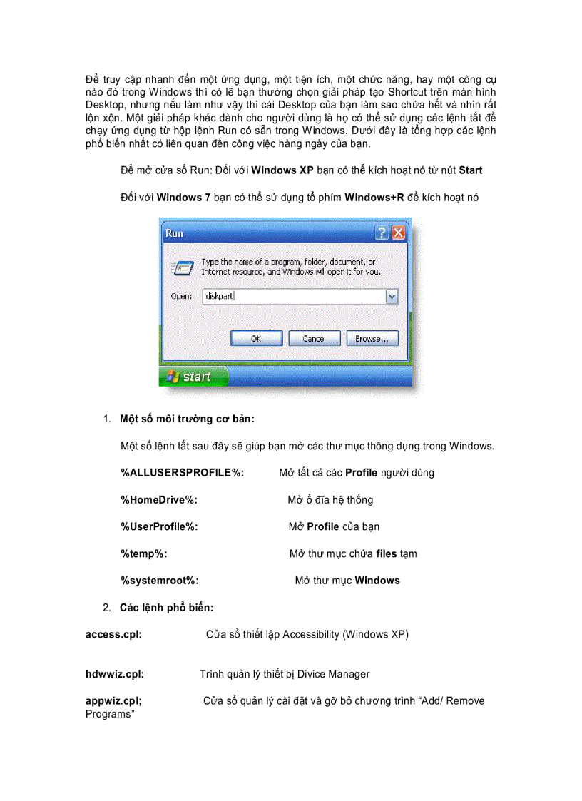 image for page Các lệnh chạy ứng dụng có sẵn trong Windows