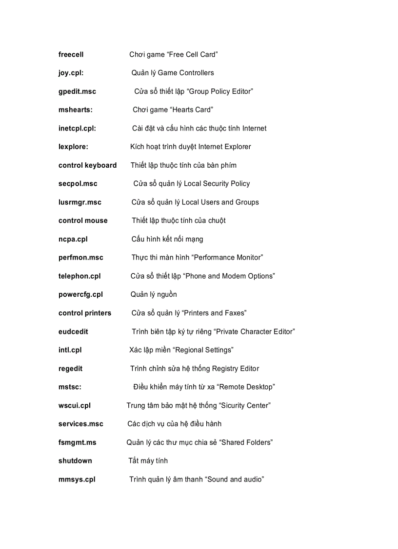 image for page Các lệnh chạy ứng dụng có sẵn trong Windows