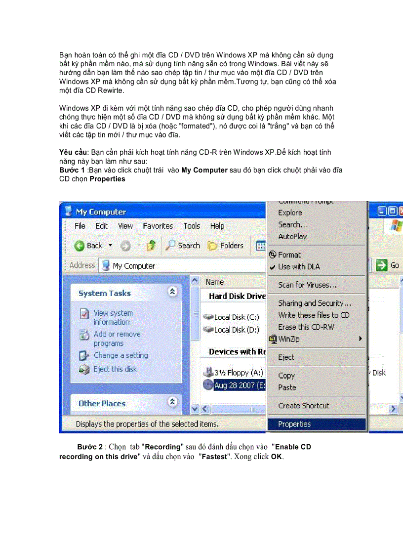 image for page Xoá bỏ một đĩa CD Rewrite DVD mà không cần phần mềm