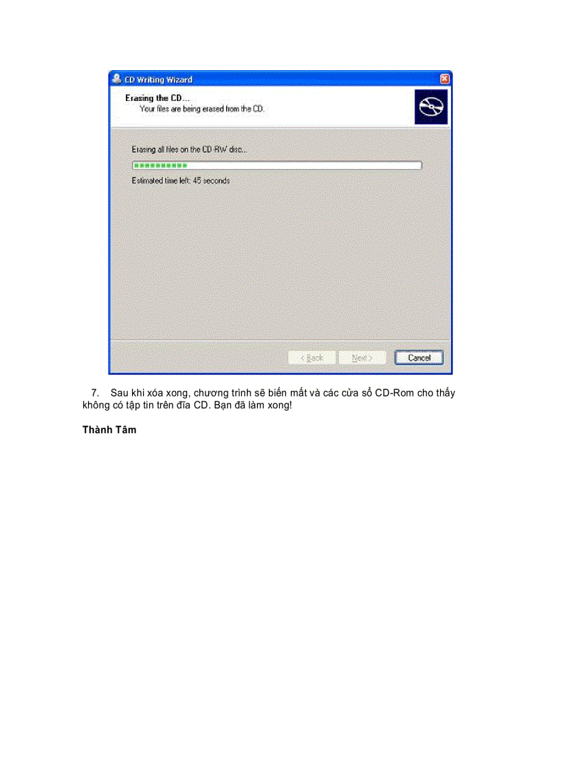 image for page Xoá bỏ một đĩa CD Rewrite DVD mà không cần phần mềm