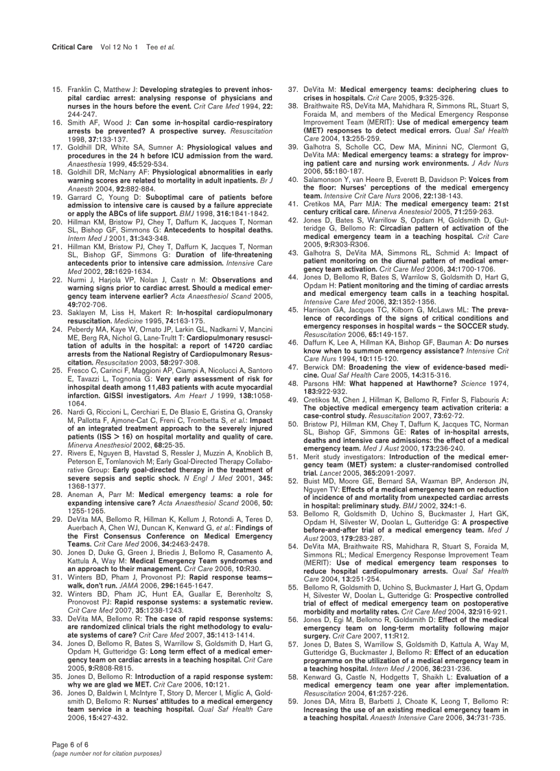 image for page Báo cáo y học Bench to bedside review The MET syndrome the challenges of researching and adopting medical emergency teams