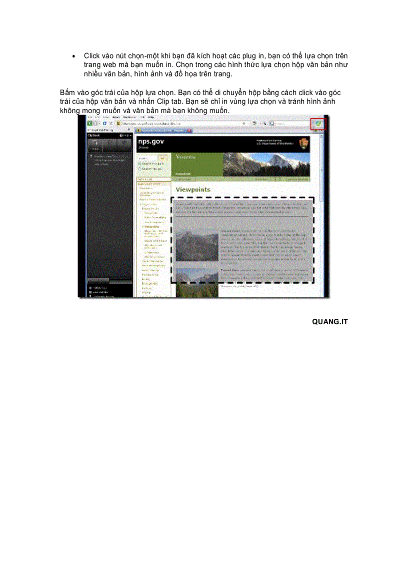 image for page Hủy bỏ các phần không muốn in từ các trang web trước khi ấn lệnh Print