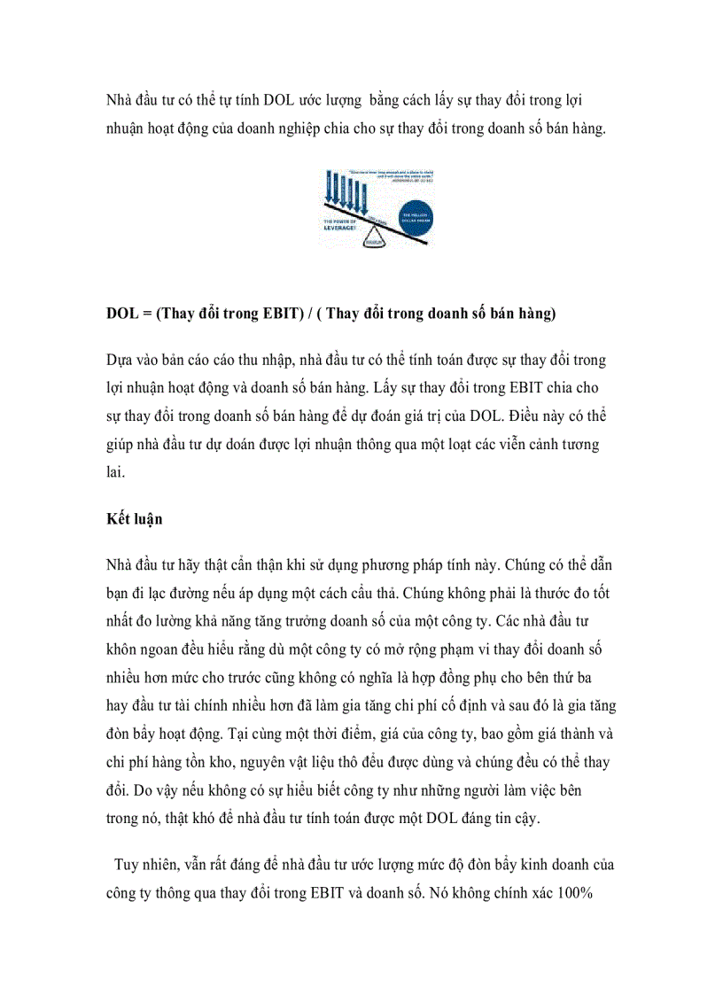 image for page Ý nghĩa của đòn bẩy hoạt động trong doanh nghiệp với nhà đầu tư