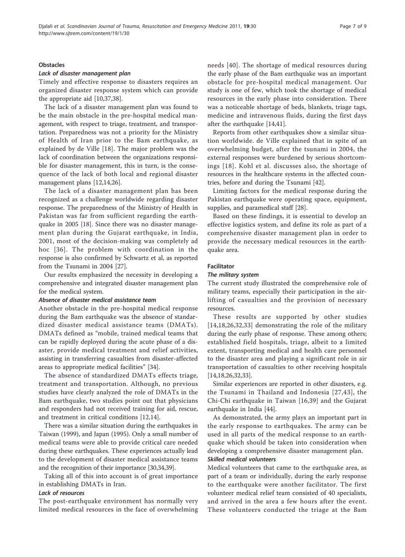 image for page Báo cáo y học Facilitators and obstacles in pre hospital medical response to earthquakes a qualitative study