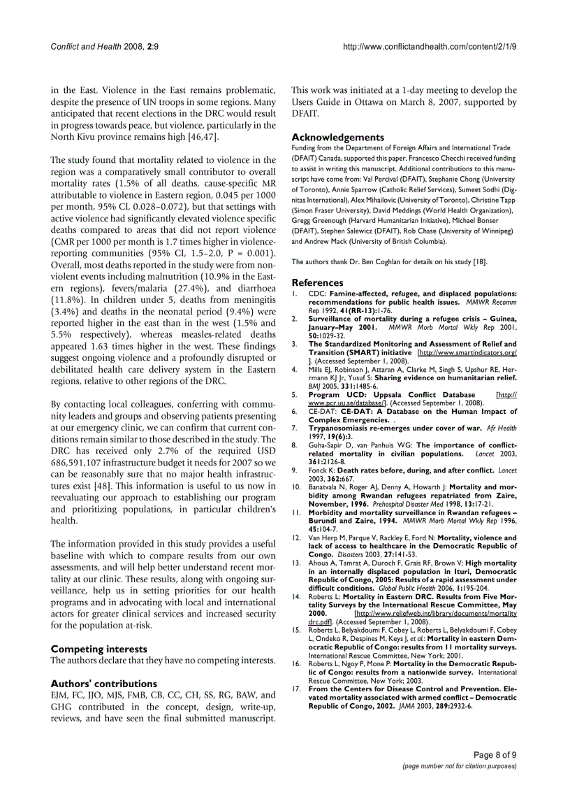 image for page Báo cáo y học Users guides to the medical literature how to use an article about mortality in a humanitarian emergency