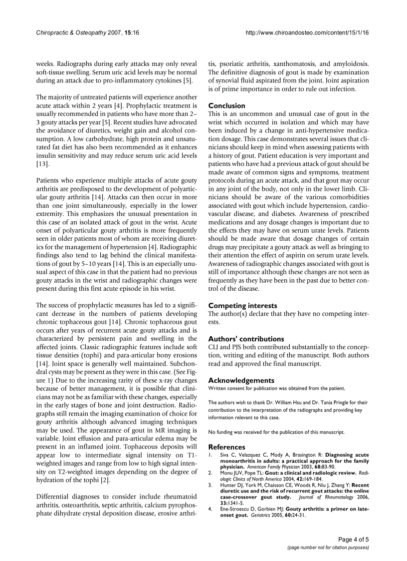 image for page Báo cáo y học An unusual case of gout in the wrist the importance of monitoring medication dosage and interaction A case report