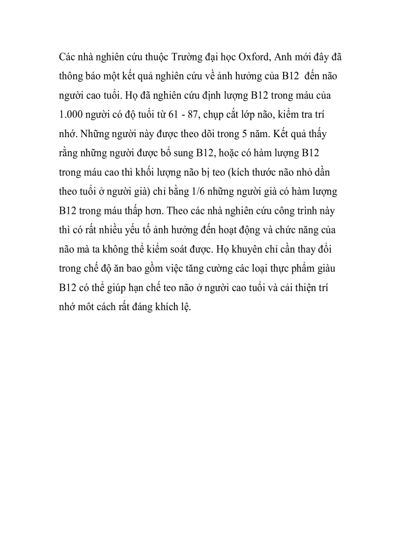 image for page Vitamin B12 cần cho những người nào