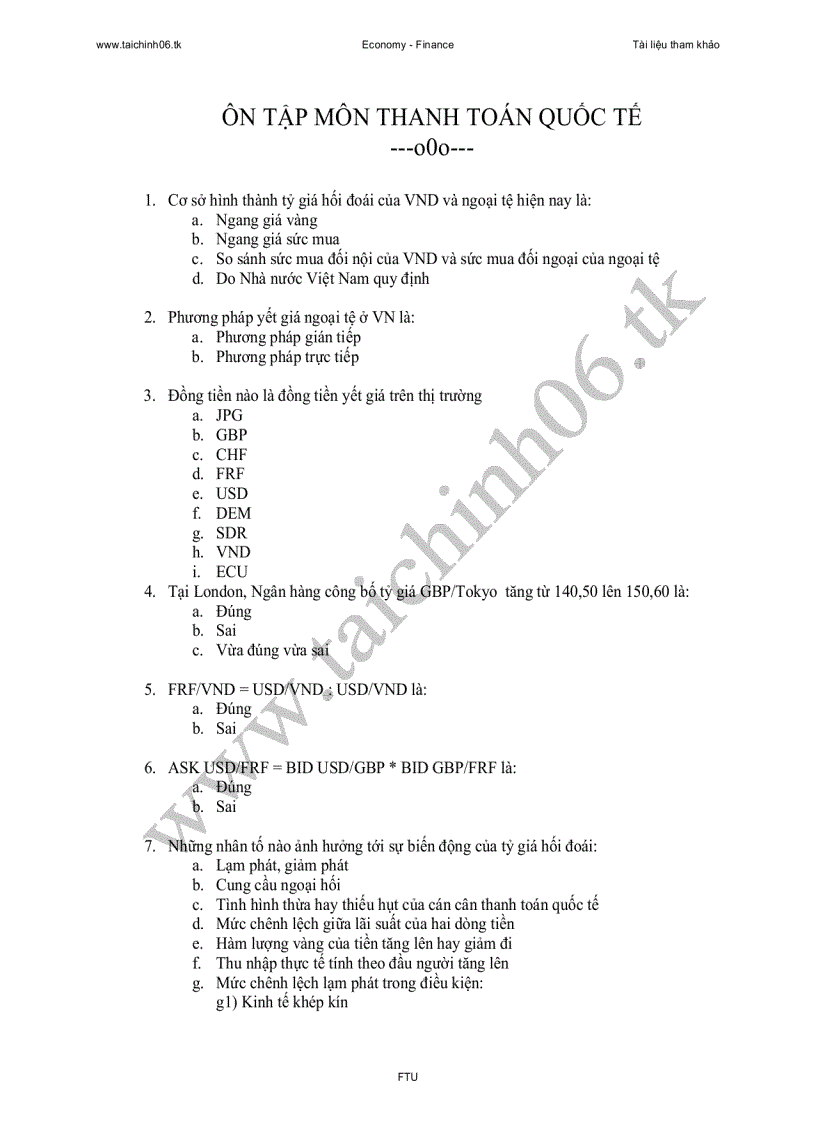 image for page 88 câu trắc nghiệm thanh toán quốc tế