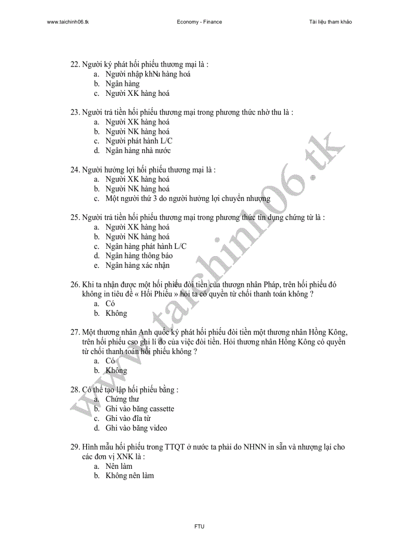 image for page 88 câu trắc nghiệm thanh toán quốc tế
