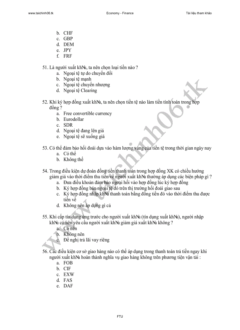 image for page 88 câu trắc nghiệm thanh toán quốc tế