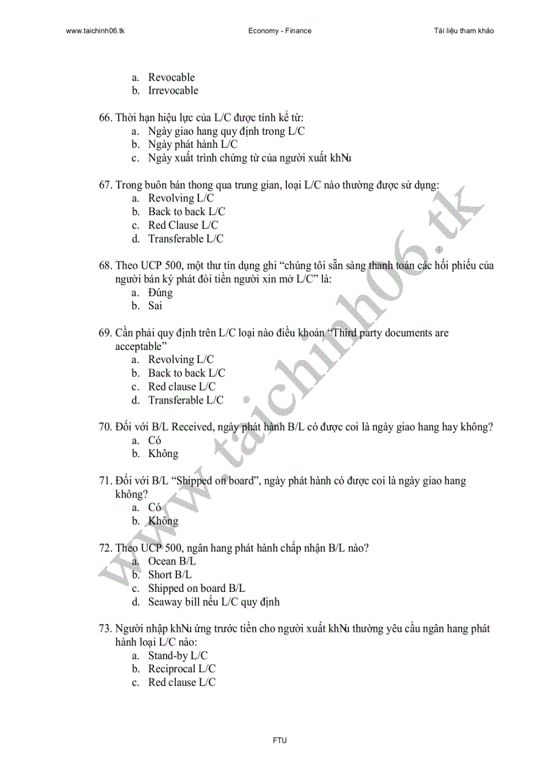 image for page 88 câu trắc nghiệm thanh toán quốc tế