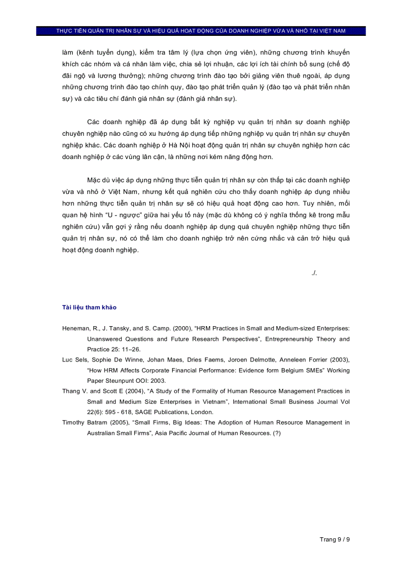 image for page Thực tiễn quản trị nhân sự và hiệu quả hoạt động của doanh nghiệp vừa và nhỏ