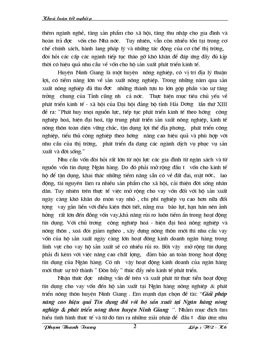 image for page Giải pháp nâng cao hiệu quả Tín dụng đối với hộ sản xuất tại Ngân hàng nông nghiệp phát triển nông thôn huyện Ninh Giang