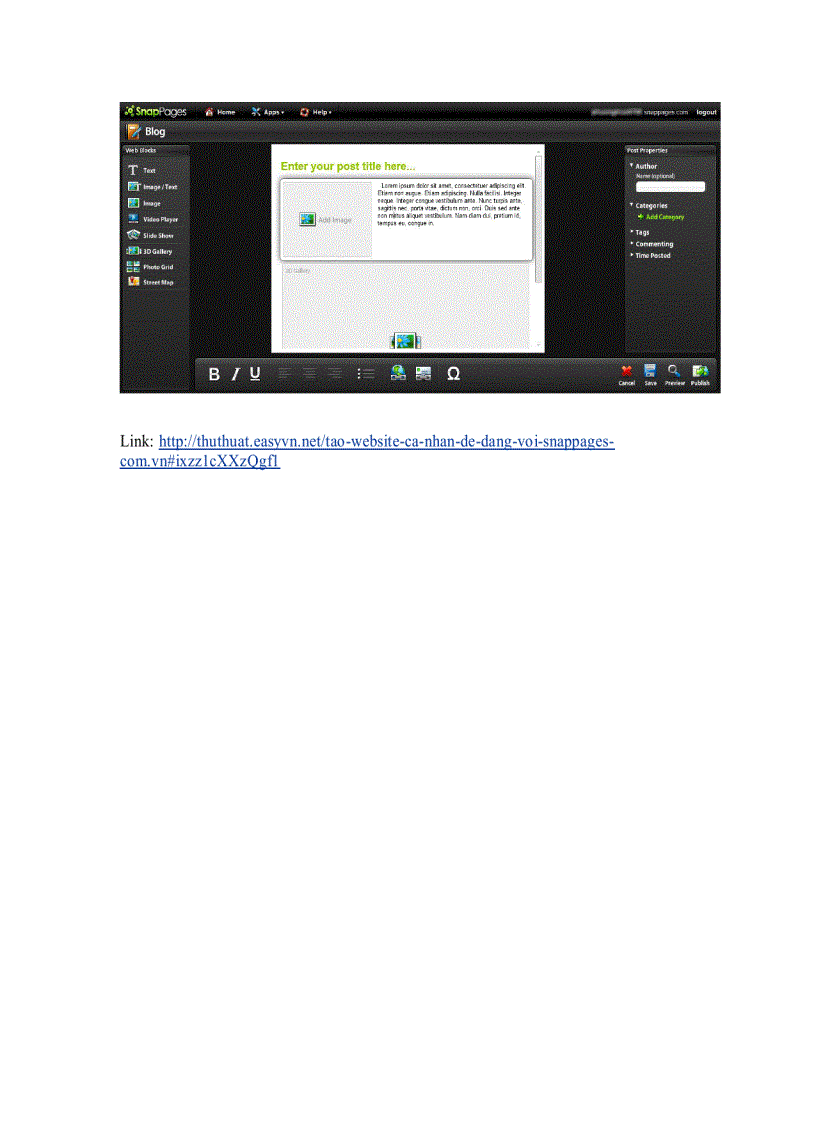 image for page Tạo website cá nhân dễ dàng với SnapPages com