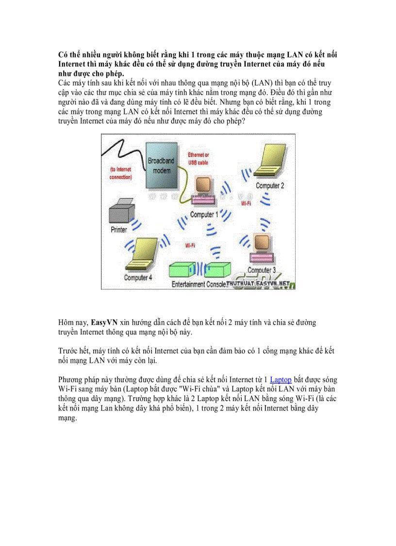 image for page Hướng dẫn chia sẻ đường truyền Internet giữa 2 máy tính kết nối mạng LAN
