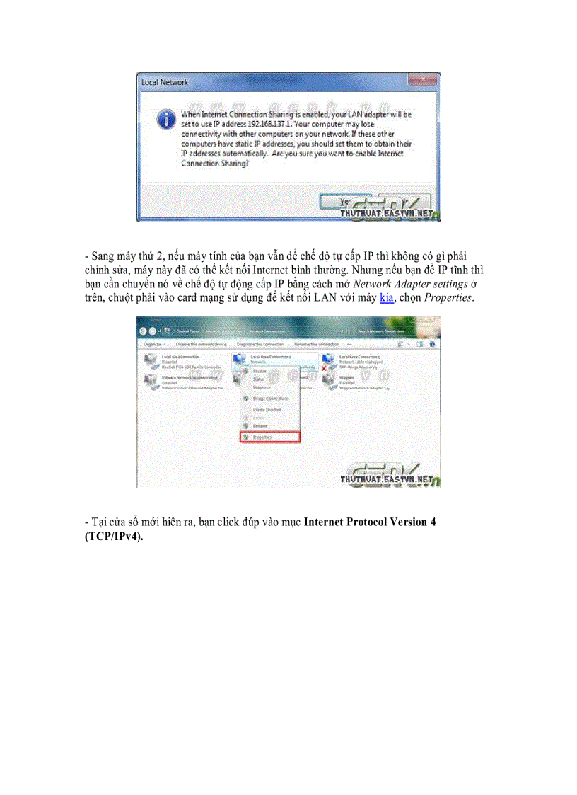 image for page Hướng dẫn chia sẻ đường truyền Internet giữa 2 máy tính kết nối mạng LAN