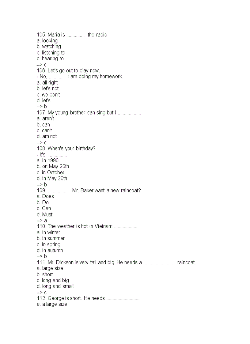 image for page 2000 câu kiểm tra tiếng anh trình độ A B C