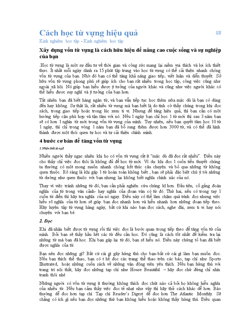 image for page Cách học từ vựng hiệu quả