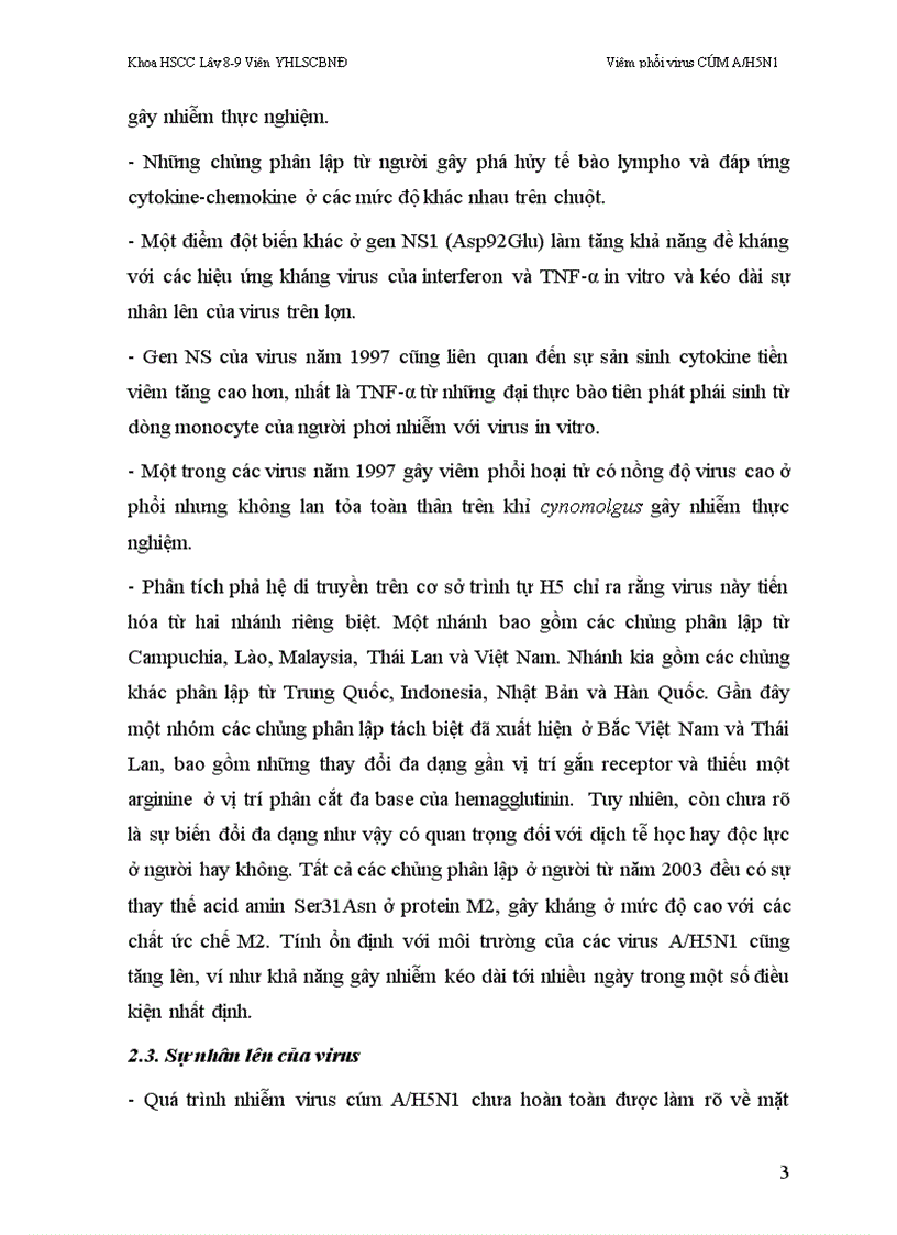 image for page Bài giảng Viêm phổi virus cúm a h5n1