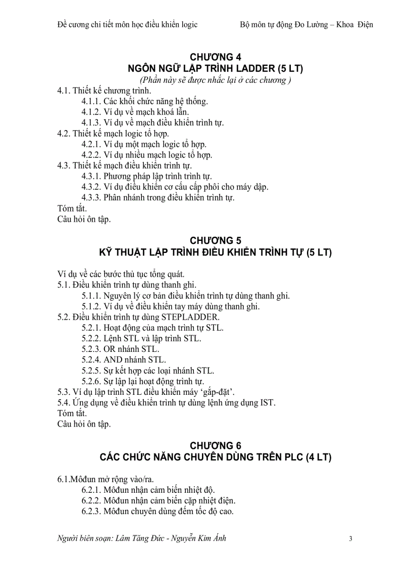 image for page Đề cương chi tiết môn học điều khiển logic