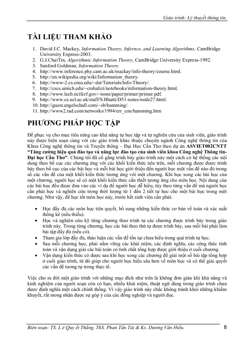 image for page Giáo trình Lý thuyết thông tin