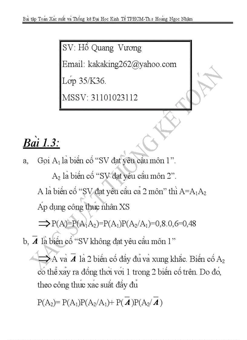 image for page Tài liệu xác suất thống kê 1