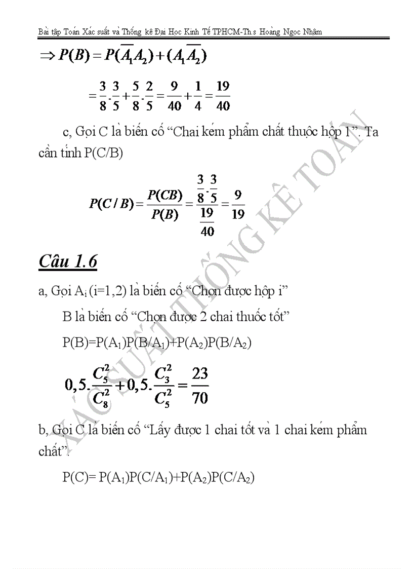 Tài liệu xác suất thống kê 1