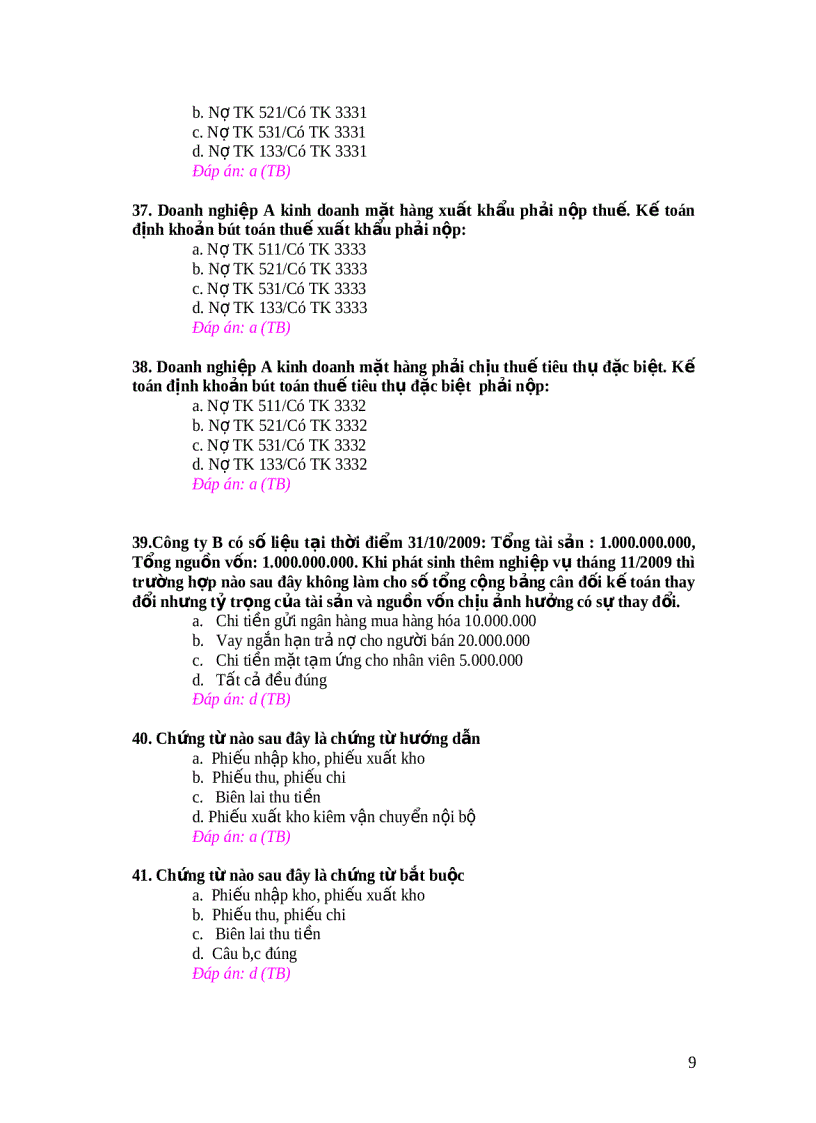 image for page Câu hỏi trắc nghiệm 50 câu