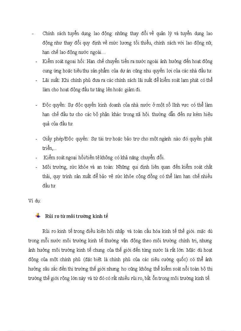 Rủi ro theo môi trường chính trị