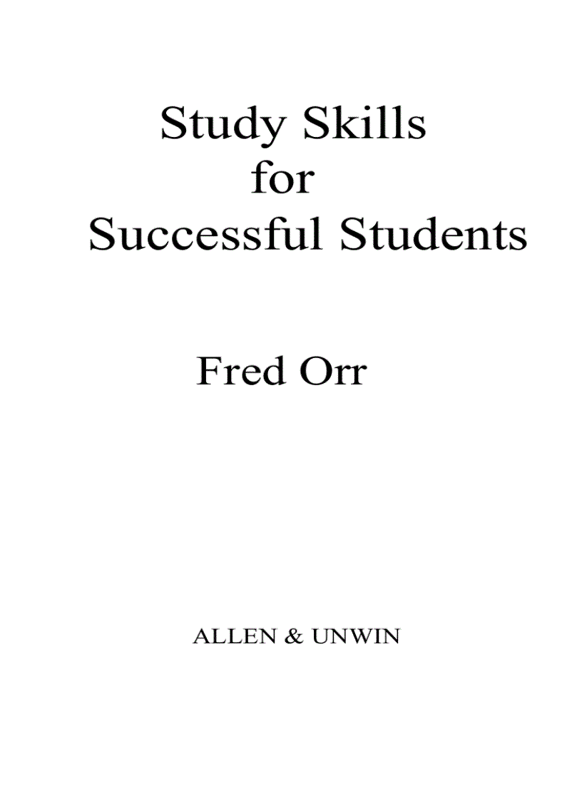 Study Skills For Successful Students