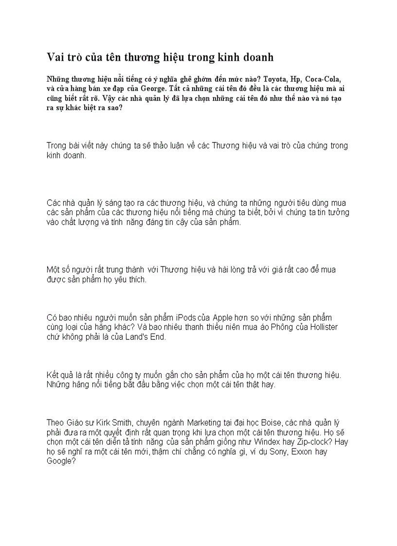 image for page Vai trò của tên thương hiệu trong kinh doanh