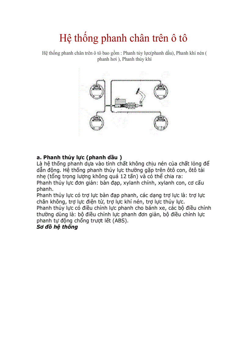 image for page Hệ thống phanh chân trên xe 8668