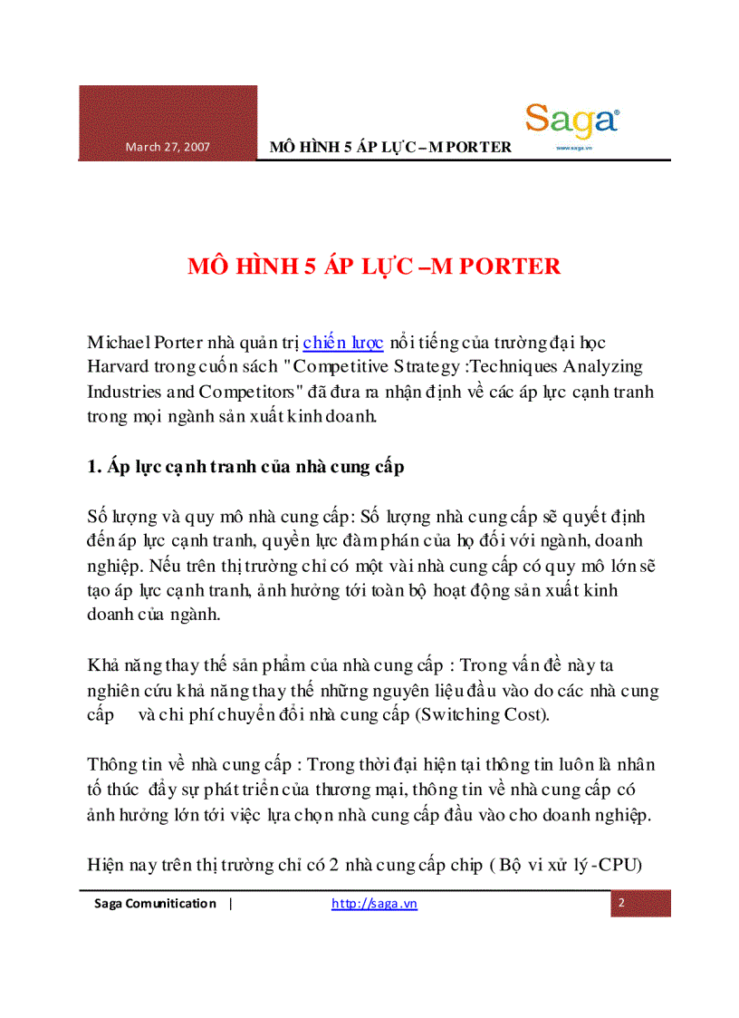 image for page Mô hình 5 áp lực của Porter