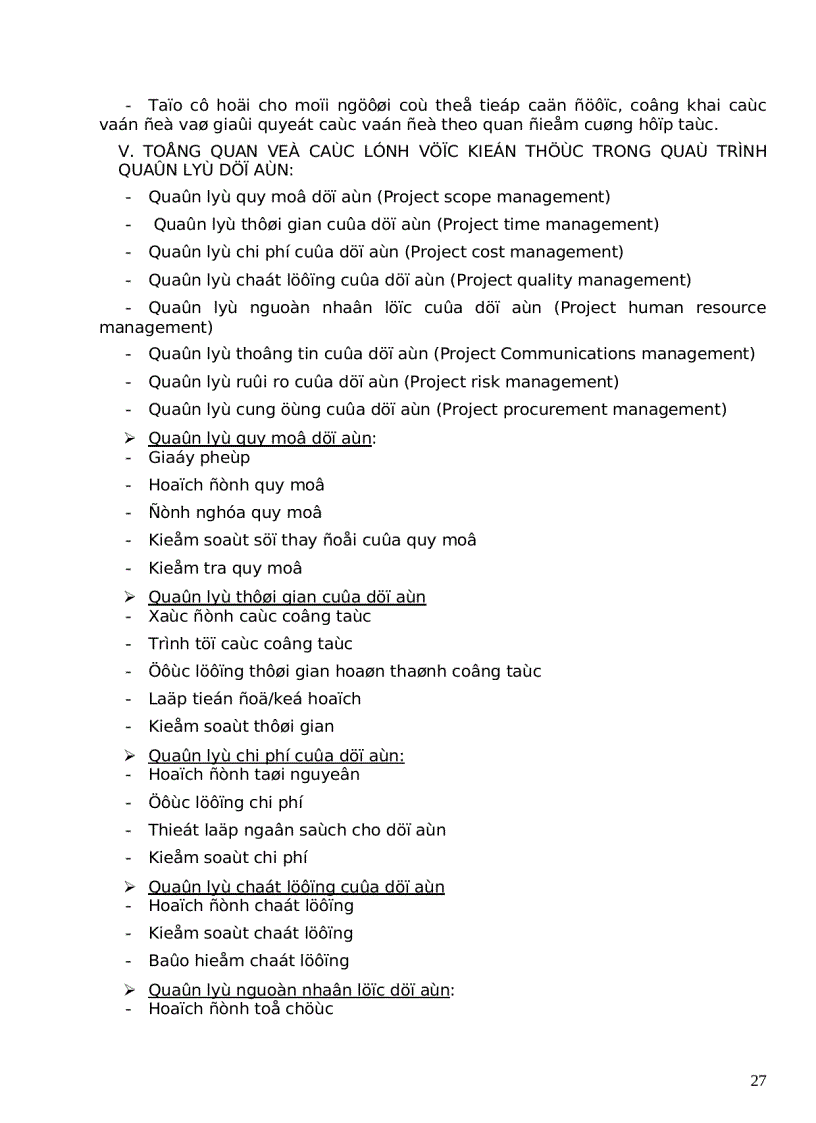 image for page Một số khái niệm tổng quát về quản lý dự án