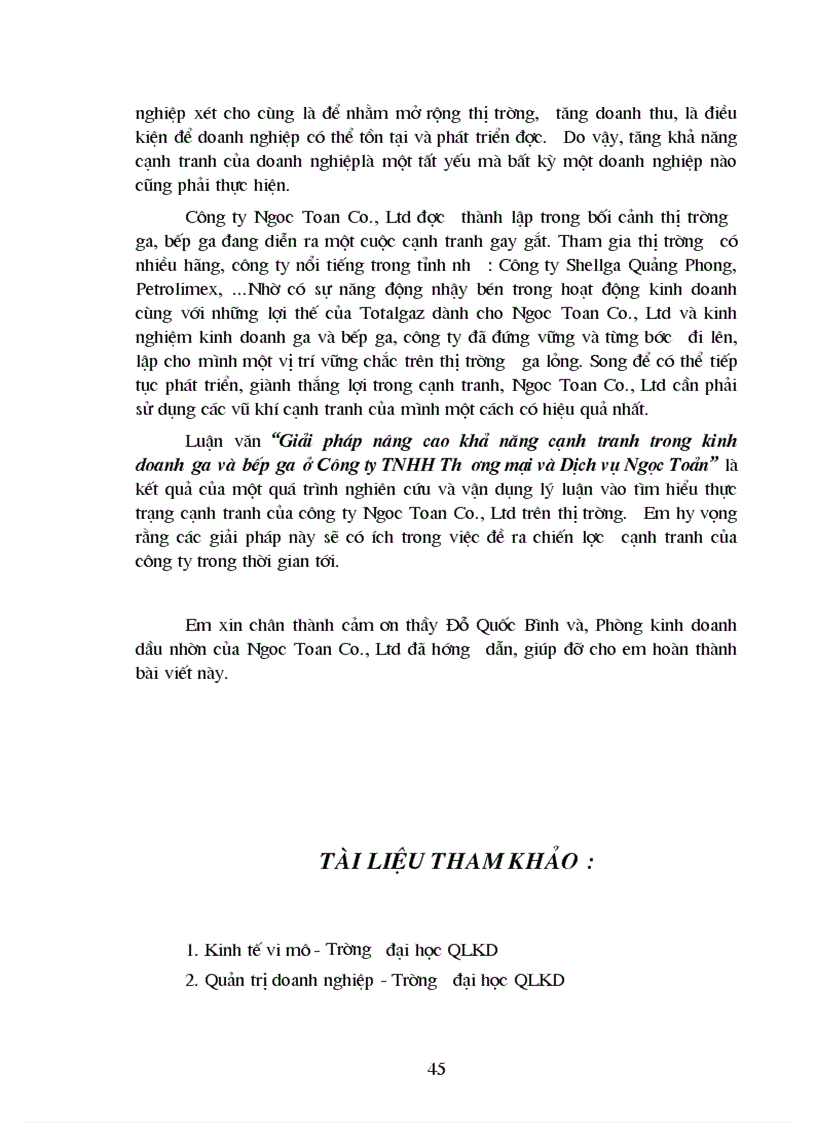 image for page Giải pháp nâng cao khả năng cạnh tranh trong lĩnh vực kinh doanh Gaz và Bếp ga ở Công ty TNHH Thương mại và Dịch vụ Ngọc Toản