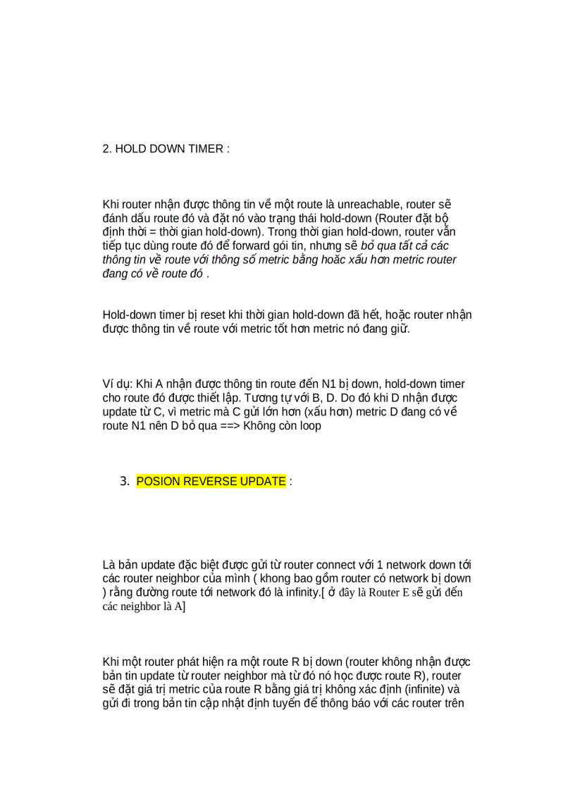 image for page Cơ chế hoạt động của các giải pháp nhằm tránh loop trong giải thuật distance vector