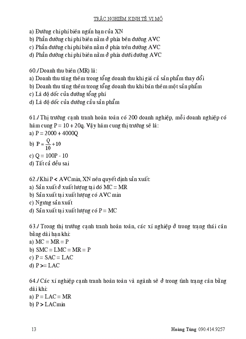 image for page Trắc nghiệm kinh tế vi mô 1