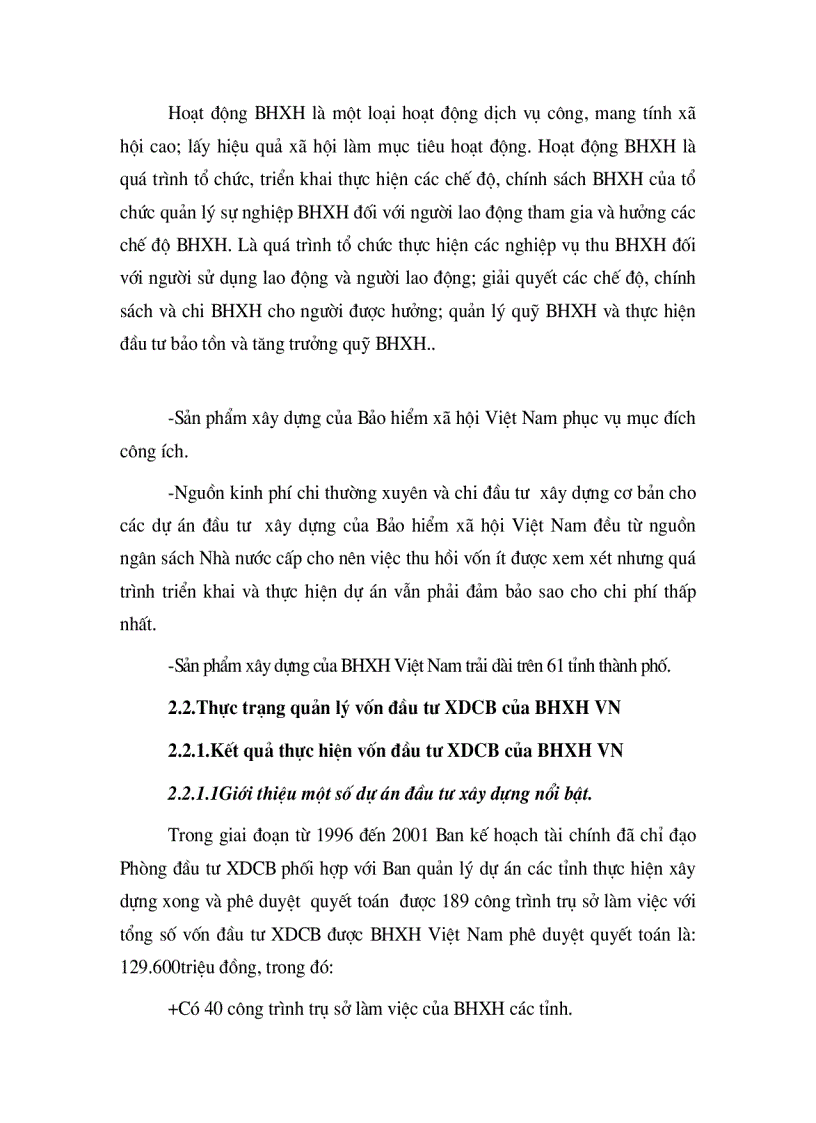 image for page Thực trạng quản lý vốn đầu tư xây dựng cơ bản của bảo hiểm xã hội việt nam