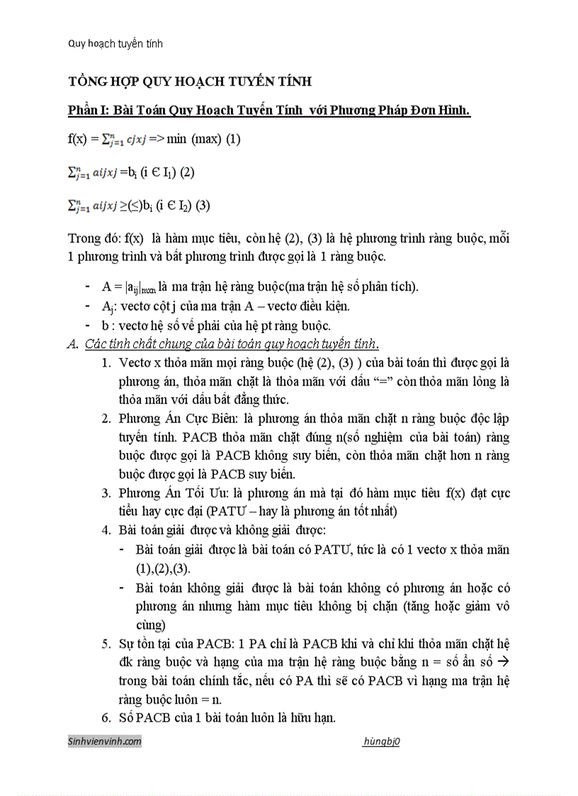 image for page Tổng hợp quy hoạch tuyến tính