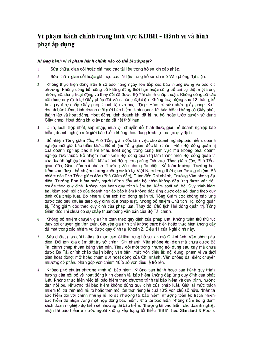 image for page Vi phạm hành chính trong lĩnh vực KDBảo hiểm Hành vi và hình phạt áp dụng 1