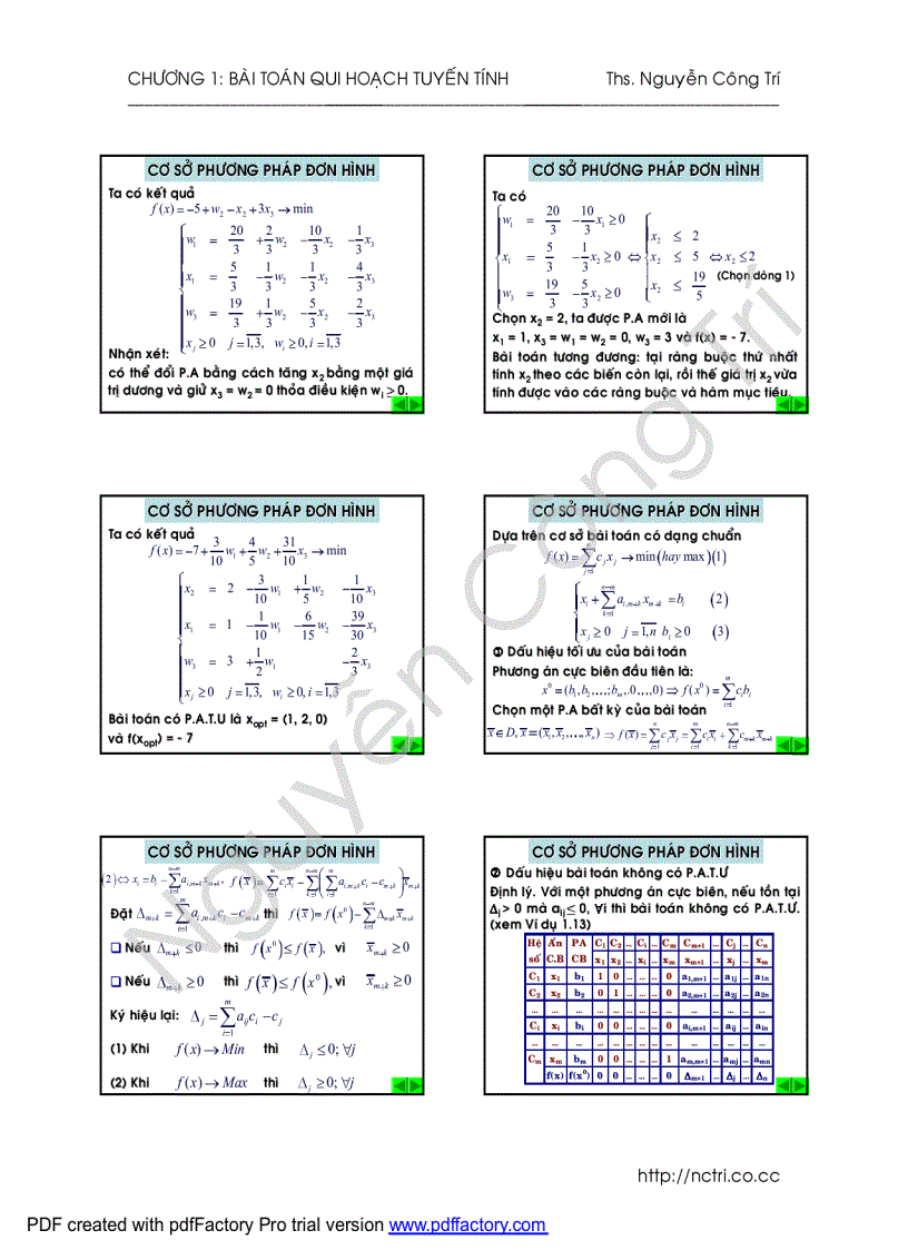image for page Slide quy hoạch tuyến tính thầy Nguyễn Công Trí