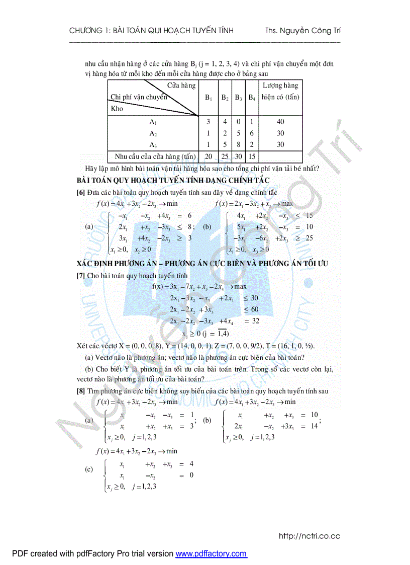 image for page Slide quy hoạch tuyến tính thầy Nguyễn Công Trí