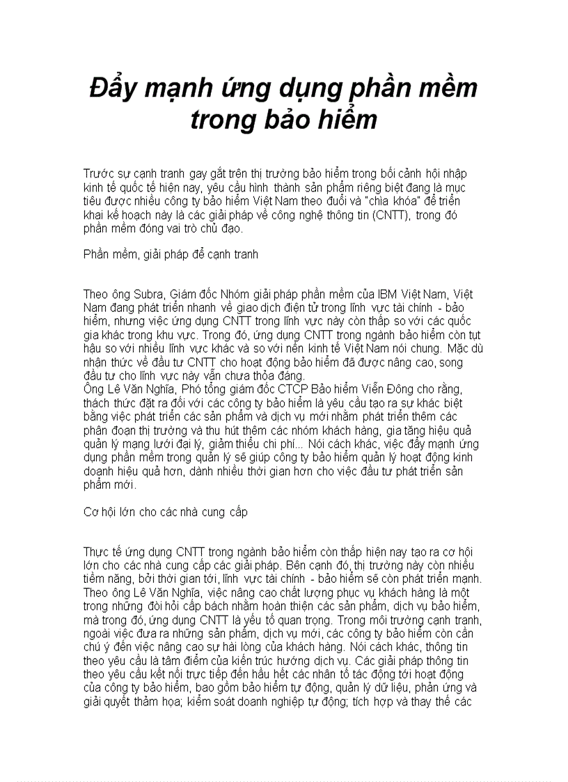 image for page Đẩy mạnh ứng dụng phần mềm trong bảo hiểm