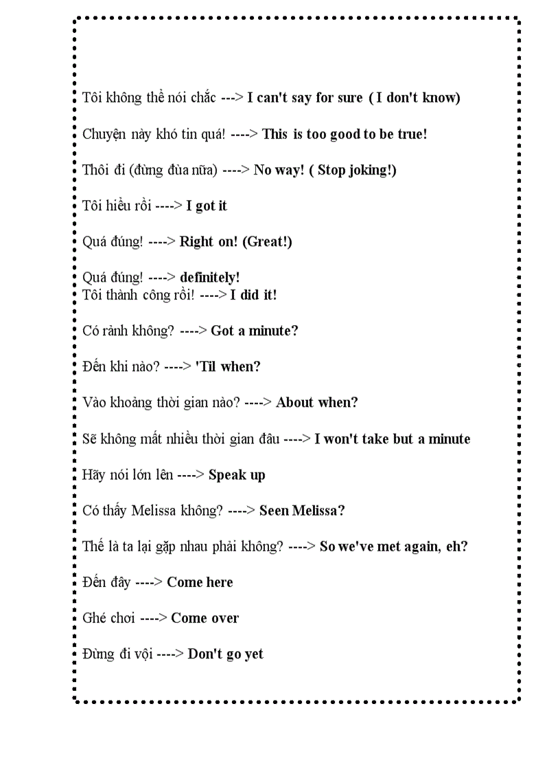 image for page Một số câu tiếng anh dùng hằng ngày