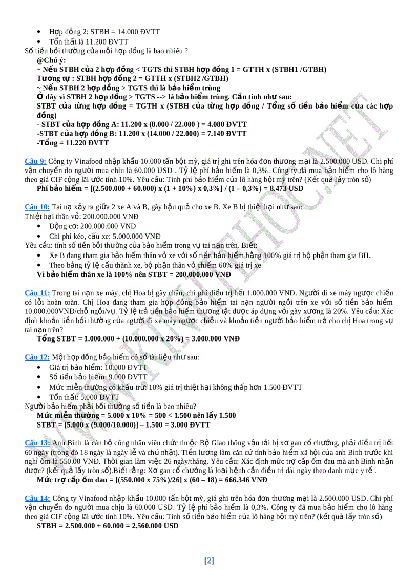 image for page Các dạng bài tập mẫu bảo hiểm 1