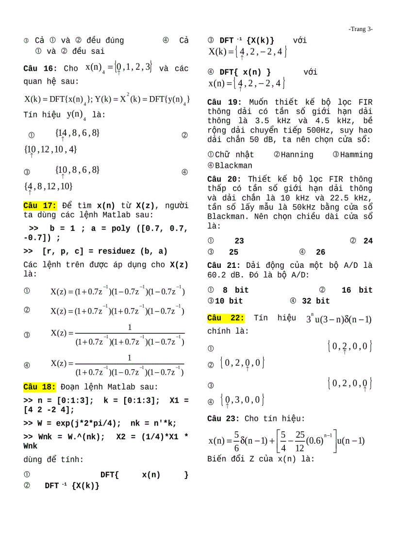 image for page Đề thi môn xử lý tín hiệu số 2