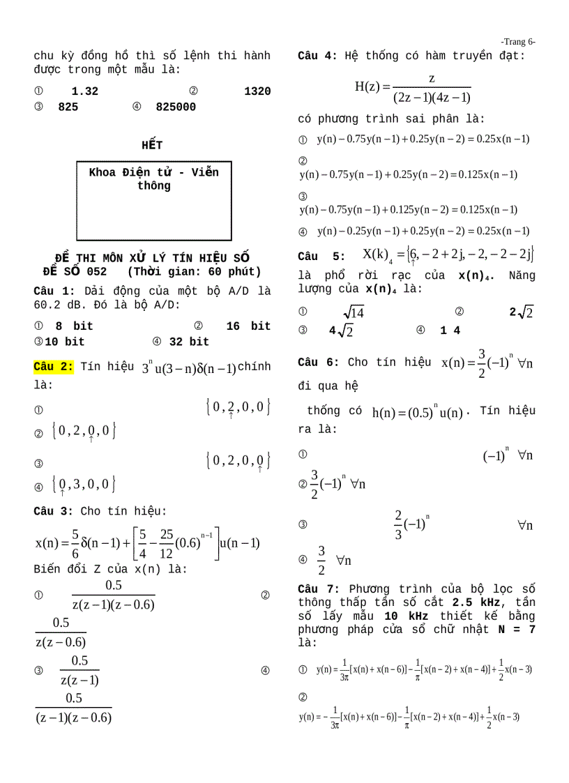 image for page Đề thi môn xử lý tín hiệu số 2
