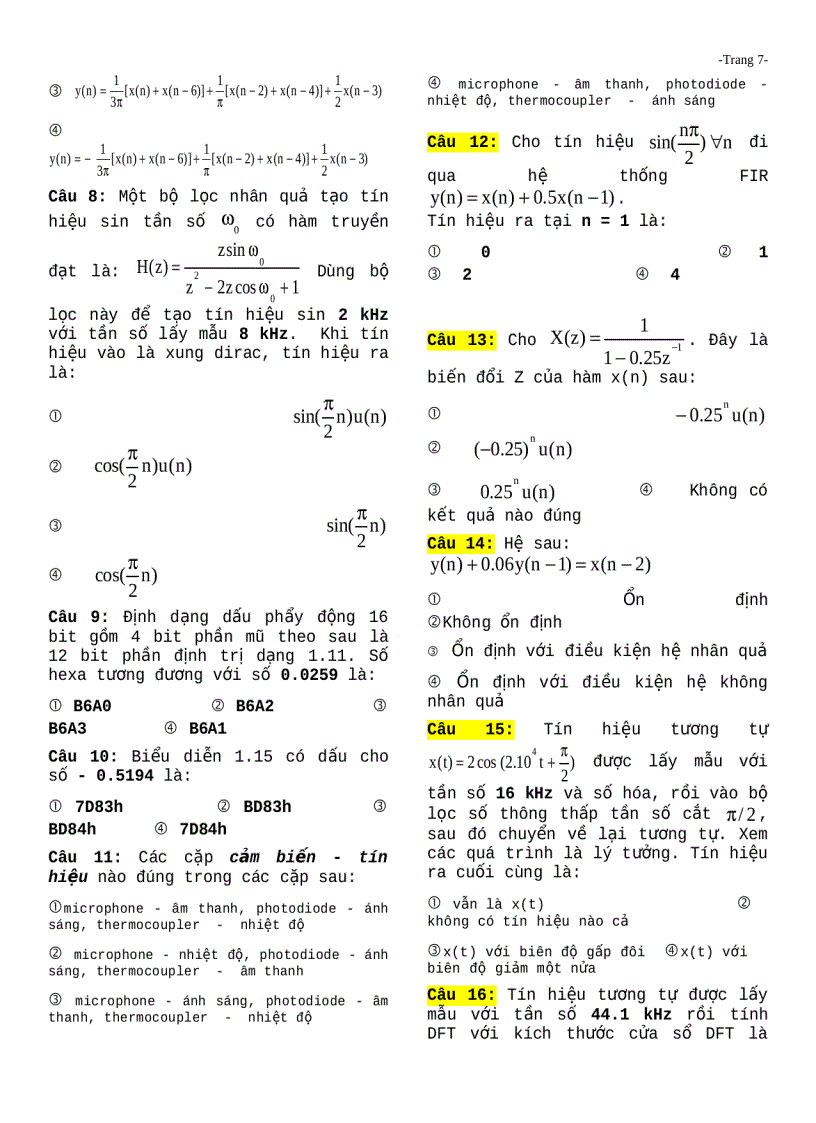image for page Đề thi môn xử lý tín hiệu số 2