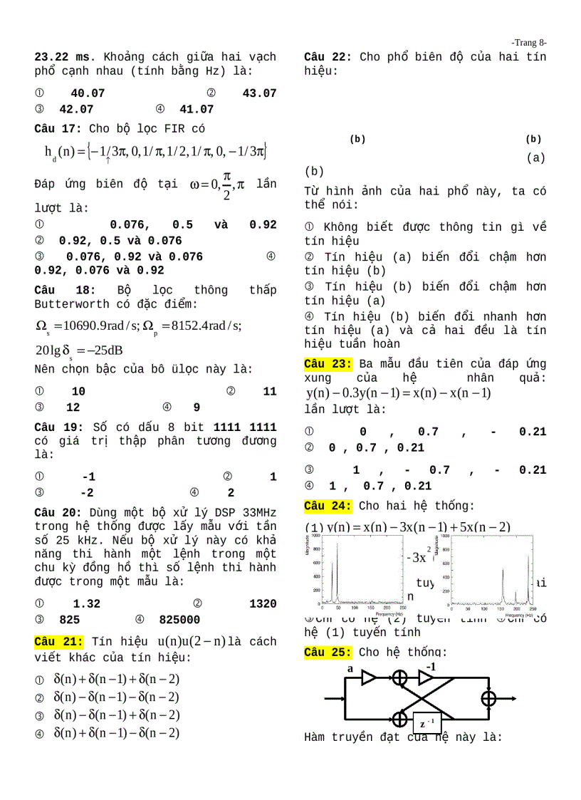 image for page Đề thi môn xử lý tín hiệu số 2